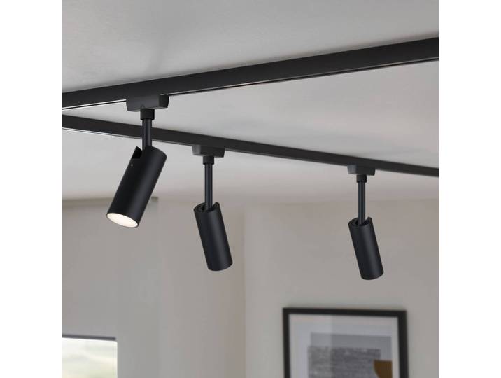 Paulmann URail-Set Tubo, schwarz, 4-flg Mitteleinspeisung URail dimmbar, schwarz, für Wohn- / Esszimmer, Metall, Modern