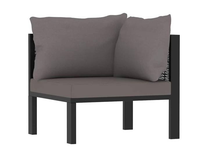 vidaXL Sofa-Eckelement Mit Linker Armlehne Poly Rattan Anthrazit, Kunststoff, Rechteckig, 68x64x68 cm, Gartenmöbel, Loungemöbel, Gartensofas & Loungesofas