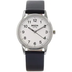 Boccia 3379-01 Damenuhr Quarz Titan mit Lederband Schwarz