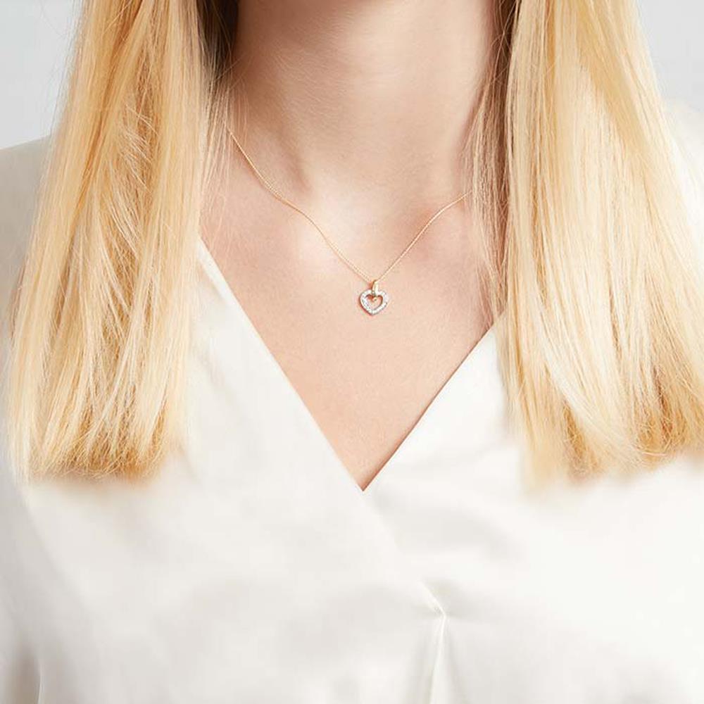 Unique Herz Anhänger 14K Gold Diamanten silber-gold
