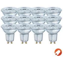 12er-PACK OSRAM LED BASE PAR16 GU10 LED Strahler 4,3W=50W 36° 4000K GLAS
