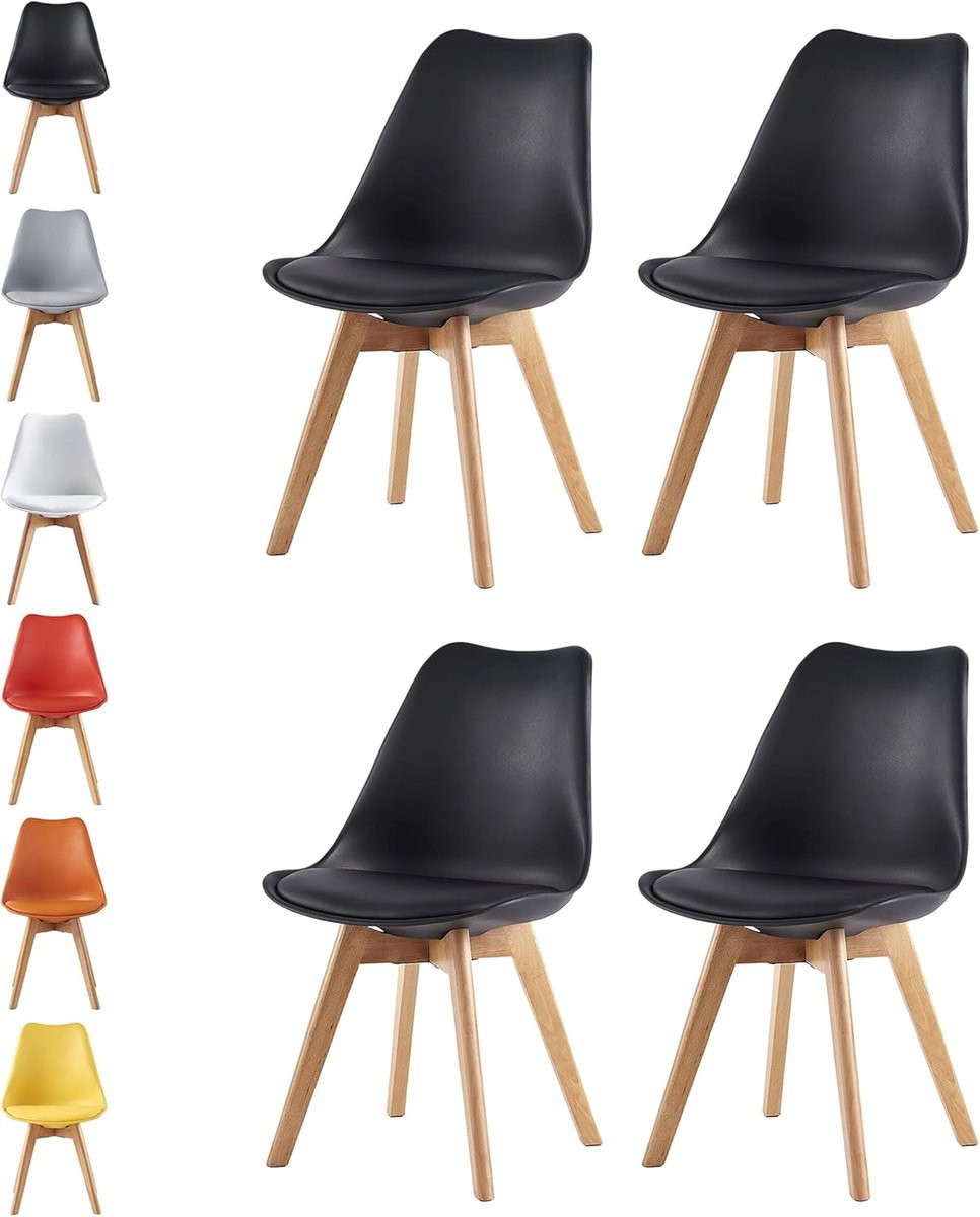 Set van 4 comfortabele design eetkamerstoelen voor de keuken of woonkamer