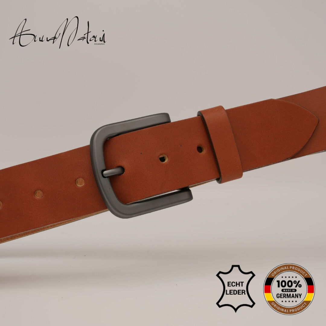 Ledergürtel ANNAMATONI "AnnaMatoni Ledergürtel Glint Ledergürtel Glint", Herren, Gr. TW100 - 115cm Gesamtlänge, braun (cognac 640), 100% Leder, Gürtel Ledergürtel