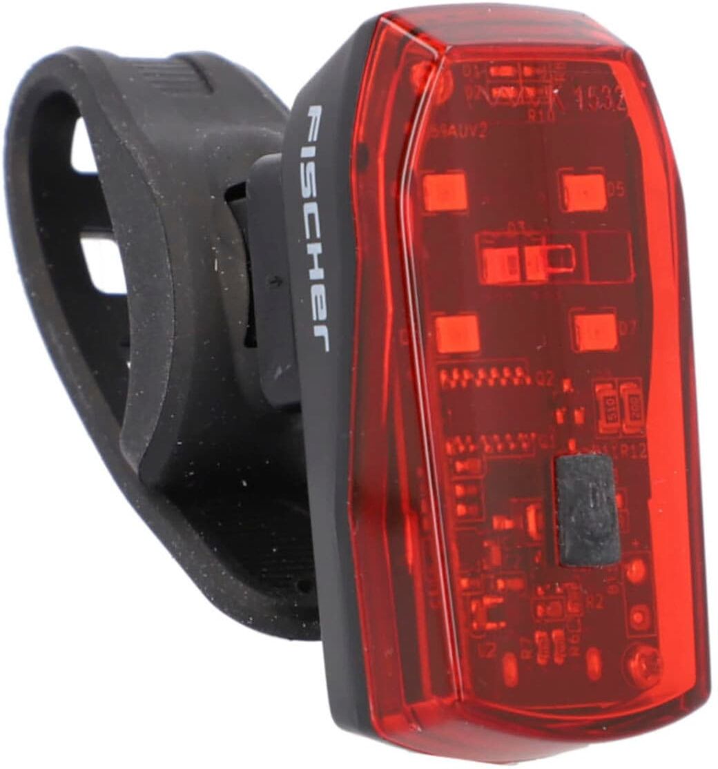 Fahrrad-Rücklicht FISCHER FAHRRAD "Akku-Rücklicht “Basic STOP”", rot (schwarz), Fahrradlampen, Fahrrad-Rücklicht