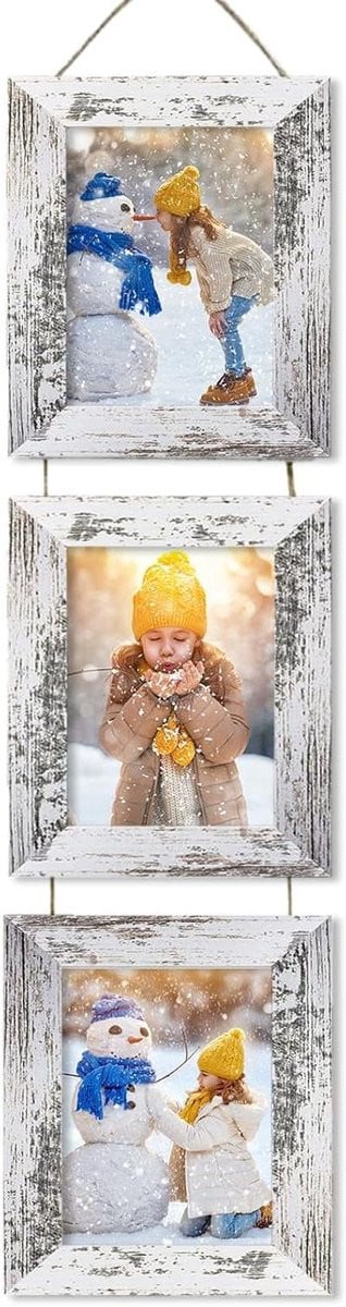 Fotolijsten Collage Wanddecoratie in Rustieke Stijl - Verweerd Wit - 5x7 Inch