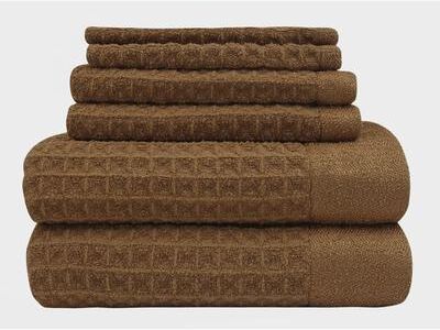 Farberware FBT-007-T-5 Tobacco Brown Microfiber Bath Towel - 6PC