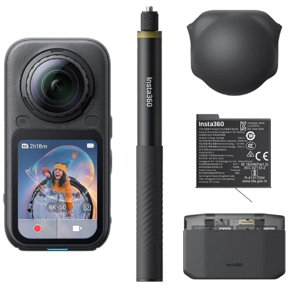 Insta360 X6 Essentials-pakket Actioncamera met 8K Ultra HD, 120 MP, 240 fps, Wi-Fi en Bluetooth, Zwart
