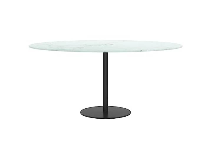 KTHLBRH Tischplatte weiß Ø90 x 1 cm gehärtetes Glas Marmor-Design, pflegeleicht, für Esstische und Wohnzimmertische