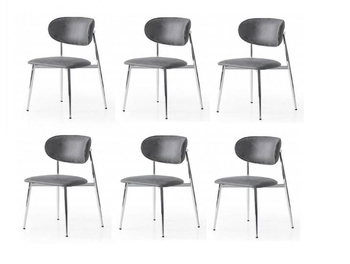 JVmoebel Esszimmerstuhl Stuhl-Set 6x Stuhl Grau Bequem Modern Stilvoll Weich Klassisch, Made in Europa
