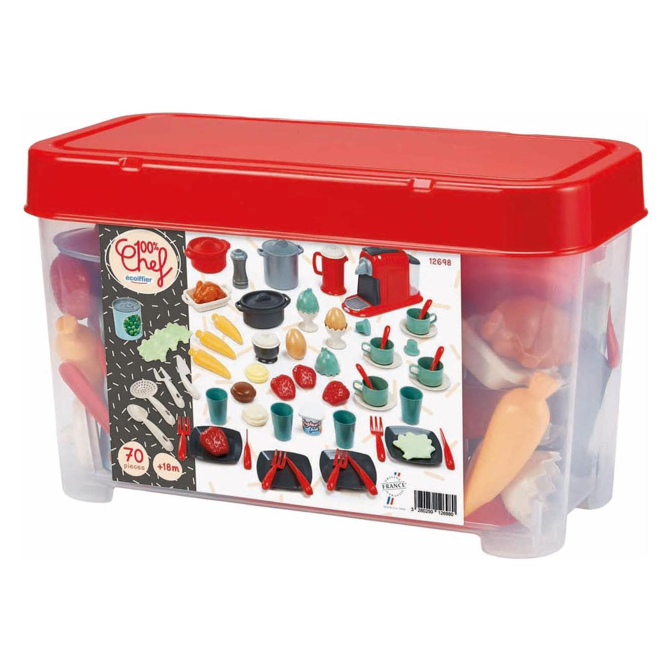 Ecoiffier 100% Chef Geschirr in Aufbewahrungsbox - 70dlg. (12698)