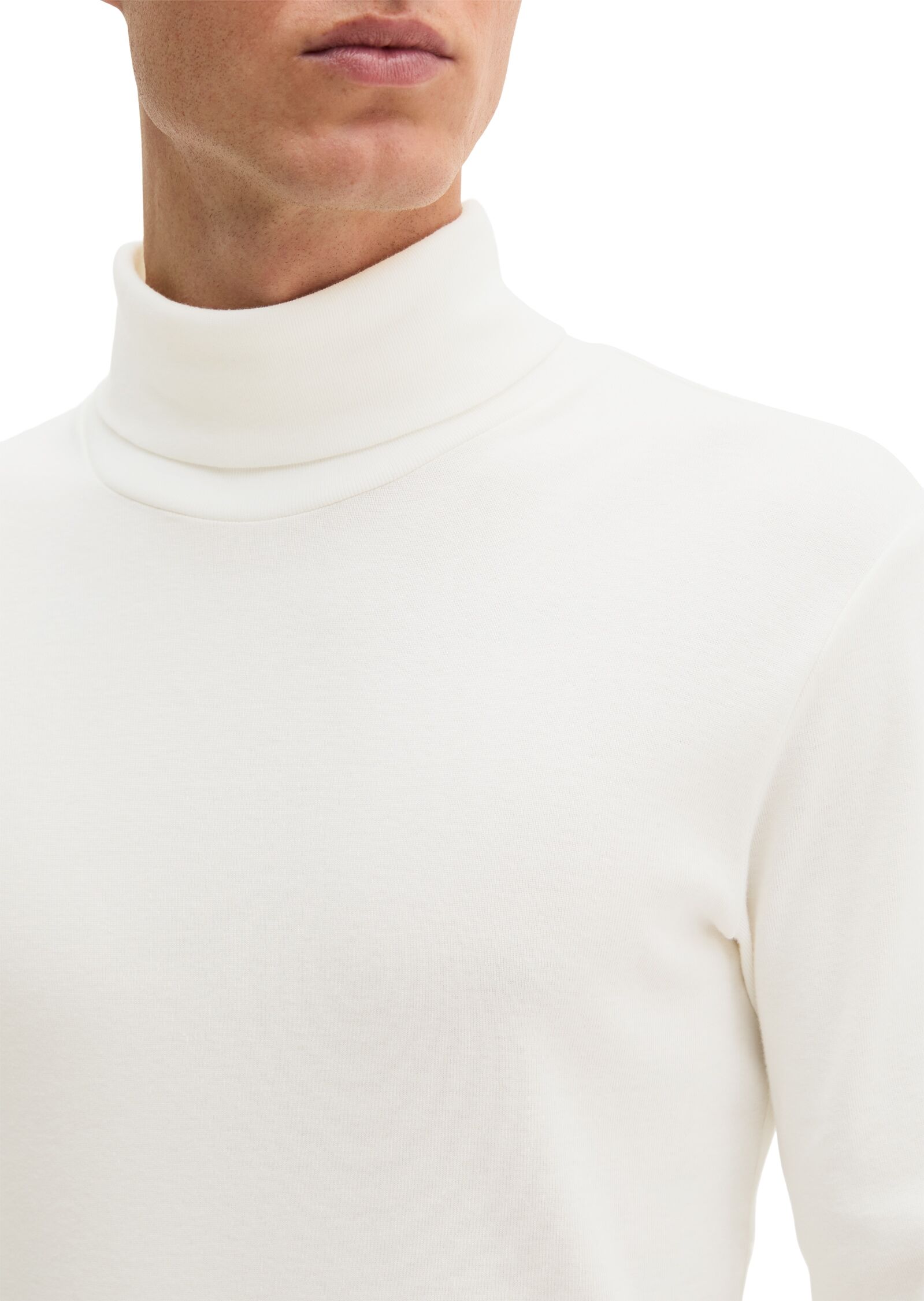 Marc O' Polo Rollkragenshirt MARC O'POLO, Herren, Gr. M, weiss (weiß cotton), Jersey, Obermaterial: 100% Baumwolle, normal, Shirts Rollkragenshirt, aus reiner Bio-Baumwolle weiß cotton M