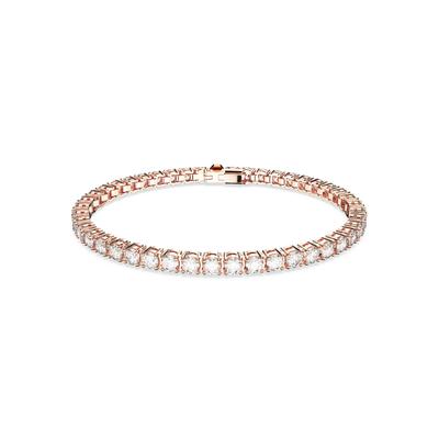 Armkette SWAROVSKI "Schmuck Geschenk Matrix Armband" Gr. M, rosa (roségoldfarben, kristallweiß, kristallweiß), Armbänder, Damen, M, Metall, Armkette, mit Swarovski Kristall