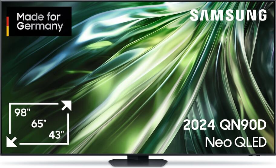 Samsung 98" Neo QLED 4K QN90D Smart TV (2024), 2,49 m (98"), 3840 x 2160 Pixel, Neo QLED, Smart-TV, WLAN, Schwarz, Titan