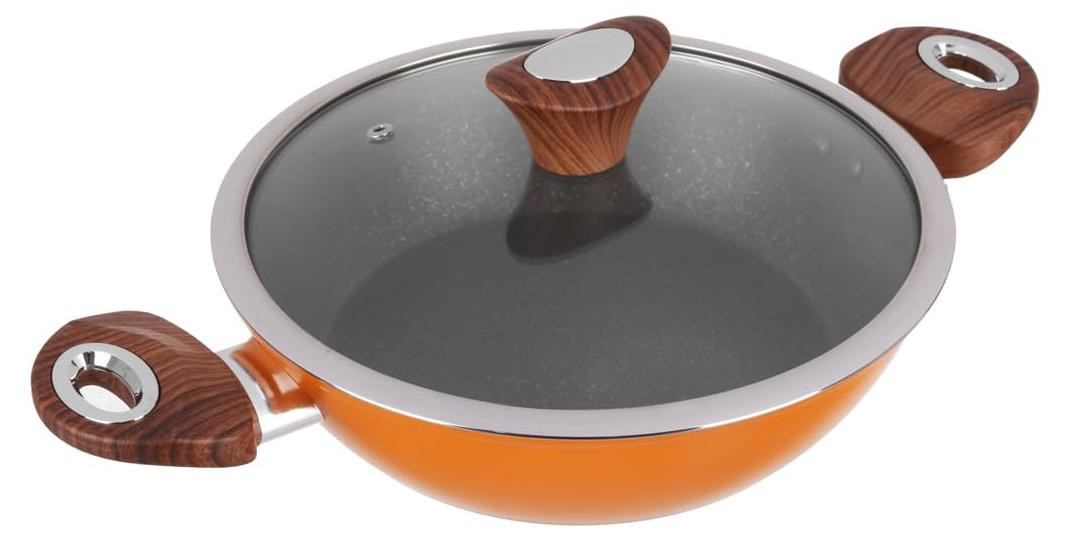 Kasanova Kolors Koekenpan met deksel, Oranje, 24 cm