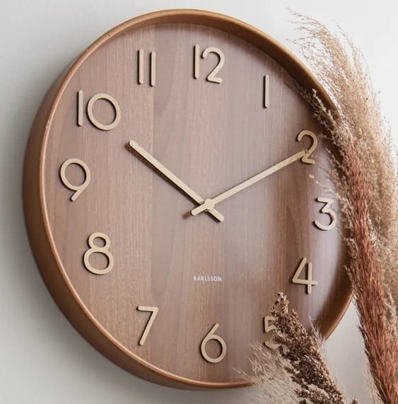 Karlsson Wandklok Pure Modern Rond Bruin Hout Ø 40 cm