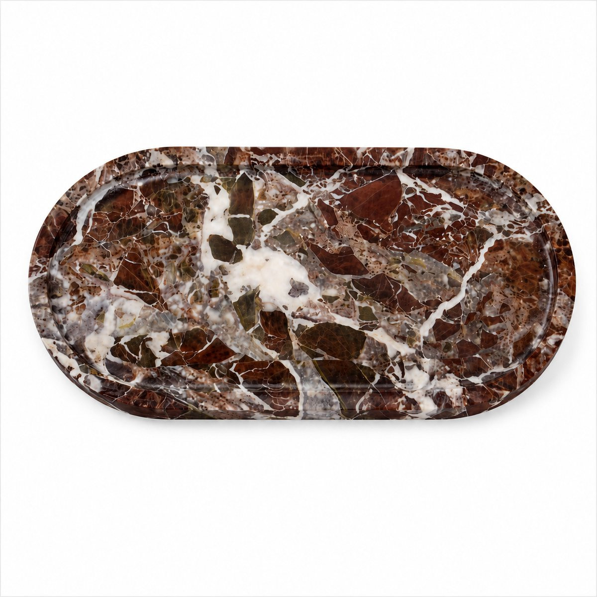 Marmoree Ovaal Marmeren Dienblad - Bordeaux - 35 x 17 cm