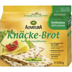 Alnatura Knäckebrot Vollkorn Roggen, Delikatess, BIO, laktosefrei & vegan, 250 g
