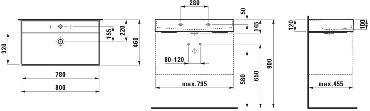 LAUFEN Waschtisch Kartel 460x800x145 H8103364001041