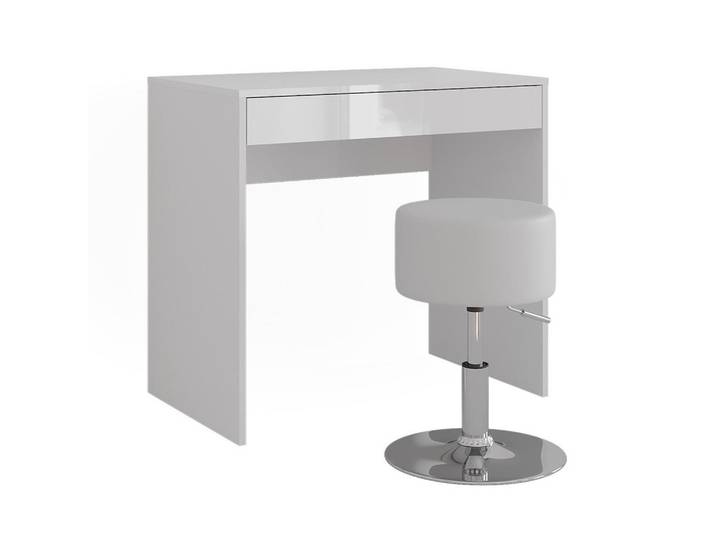 Vicco Schminktisch Sherry, Weiß/Weiß Hochglanz, 81.4 cm ohne Spiegel, mit Hocker, Weiß, Weiß Hochglanz, Holzwerkstoff, Rechteckig, Schlafzimmer, Schminktische