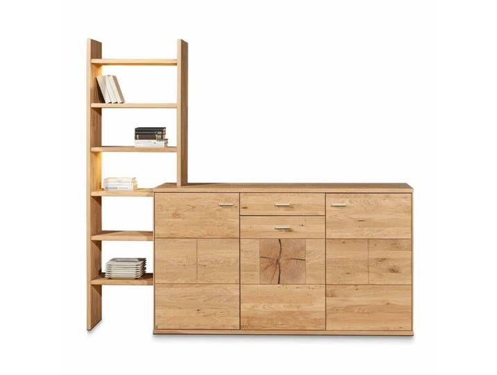 Musterring Portland Sideboard mit Regal - Regal links - inkl. Beleuchtung Vollauszug, Soft-Close-Funktion Natur