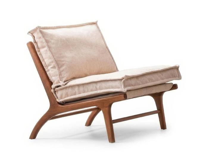 Xlmoebel Loungesessel Sessel Modern Beige Bequem Lounge Massivholz Polstersessel Design