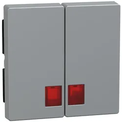 Merten MEG3456-0460 Doppelwippe mit rotem Symbolfenster, aluminium, System M MEG34560460