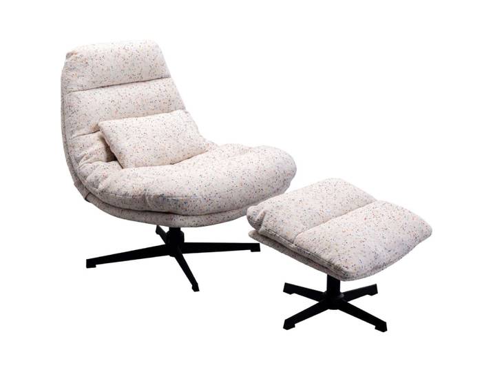 Fauteuil pivotant blanc à pois multicolores