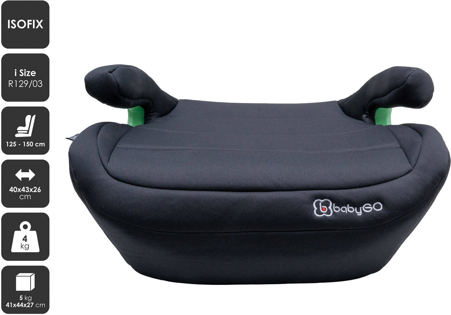 Kindersitzerhöhung BABYGO "Bursa 4", Baby, schwarz, Polyester, Kindersitze Kindersitzerhöhung, mit Isofix