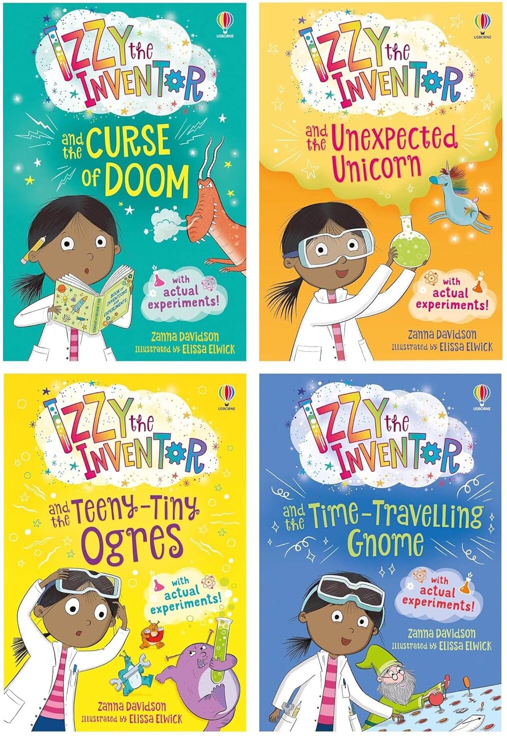 Usborne Izzy the Inventor Series by Zanna Davidson - 4 Books Collection Set - Paperback - Ages 5-7 - STEM Adventure Chapter Books for Kids