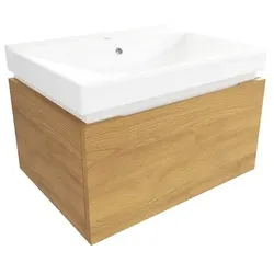 SAT Feel Waschtisch mit Unterschrank 60x30x46 cm Honigeiche matt SATFEEL60DMU1