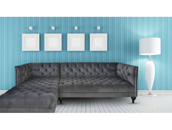 JVmoebel Ecksofa Stoffcouch in Samtvelours-Optik mit Wellenunterfederung, Made in Europa