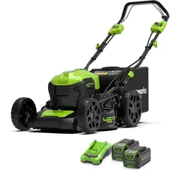 Greenworks 40V Rasenmäher 46cm mit Radantrieb - 2x 4Ah Akkus