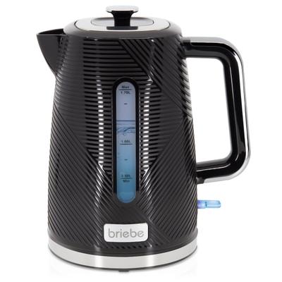 Briebe Elegance Wasserkocher 1,7L Elektrischer Schnellkochend, BPA frei, 360° Sockel, KT1168BLK, Schwarz, 2200W