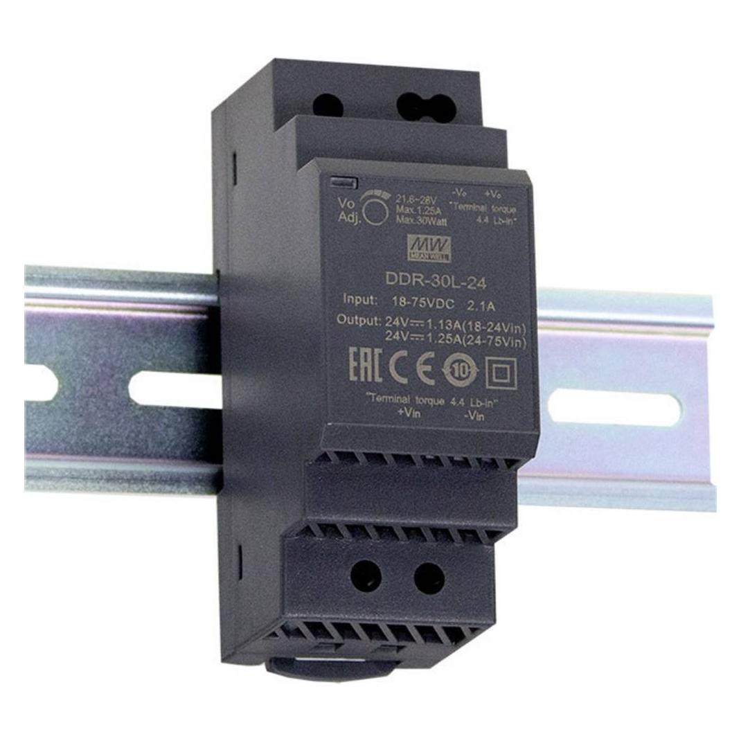 MeanWell MEAN WELL DDR-30L-15, 18 - 75 V, 30 W, 15 V, 2 A, RoHS, 35 mm (DDR-30L-15)
