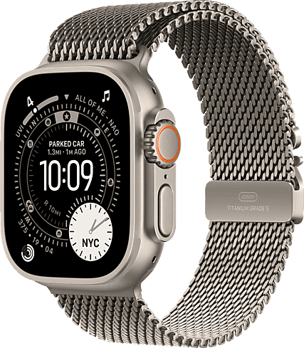 Apple Watch Ultra 3 (2025), GPS+CEL, 49 mm, Caja de Titanio Natural, Correa Titanium Milanese Loop S, Calidad del sueño, Via satélite