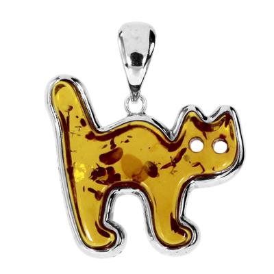Kettenanhänger OSTSEE-SCHMUCK "Ostsee-Schmuck Anhänger Katze Anhänger Katze", weiß, Schmuckanhänger, Damen, 24 x 20mm, Silber 925 (Sterlingsilber), 3,3 g, Kettenanhänger