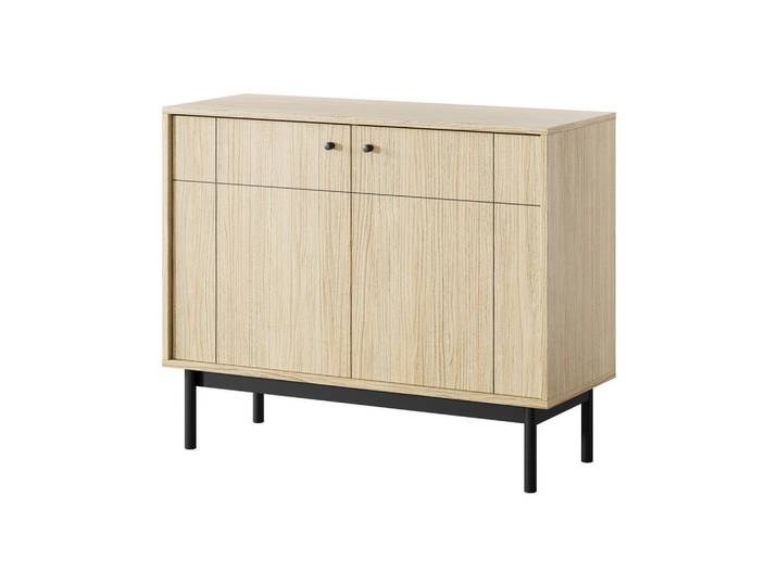 Ravio Kommode Sora K2D (Eiche Linea, Gefräste Front, Haefele Soft-Close, Holzfüße), Eichefarben, Rechteckig, 104x83x39 cm, Kleinmöbel, Kommoden, Sideboards