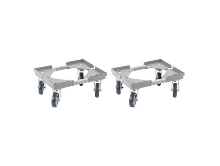 PROREGAL Sparset 2X Profi-Flex Transportroller für Euroboxen 40x30cm mit Kunststoffräder grau 4 Lenkrollen montiert Traglast 300kg Kistenroller Logistikroller Rollwagen Profi-Fahrgestell