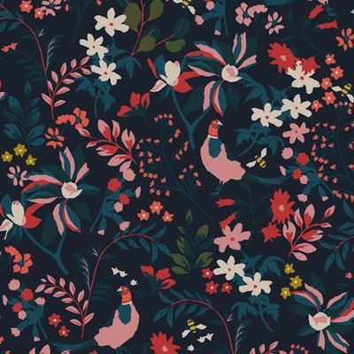 Vliestapete JOULES "Fields Edge Floral", blau, B:0,52m L:10m, Vlies, Tapeten, floral