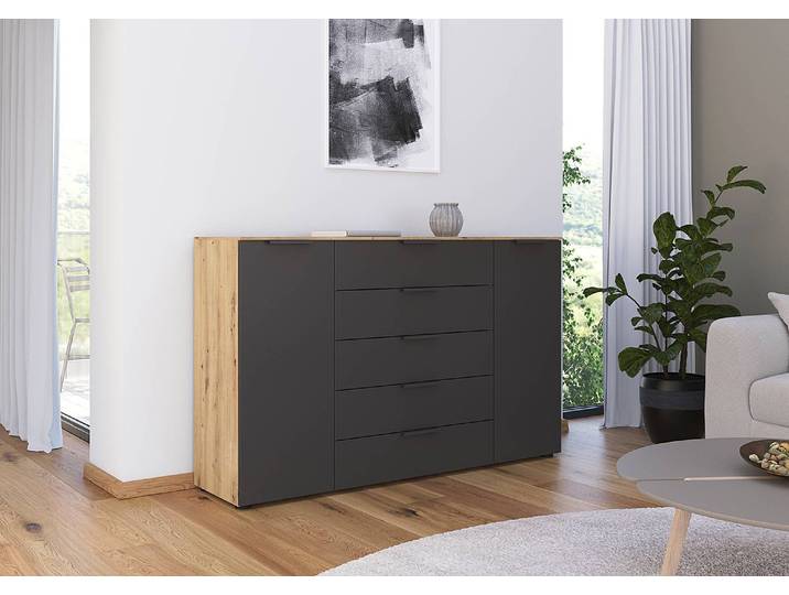 Sideboard Flipp 160cm Braun/Graphit/Eiche Artisan Dekor
