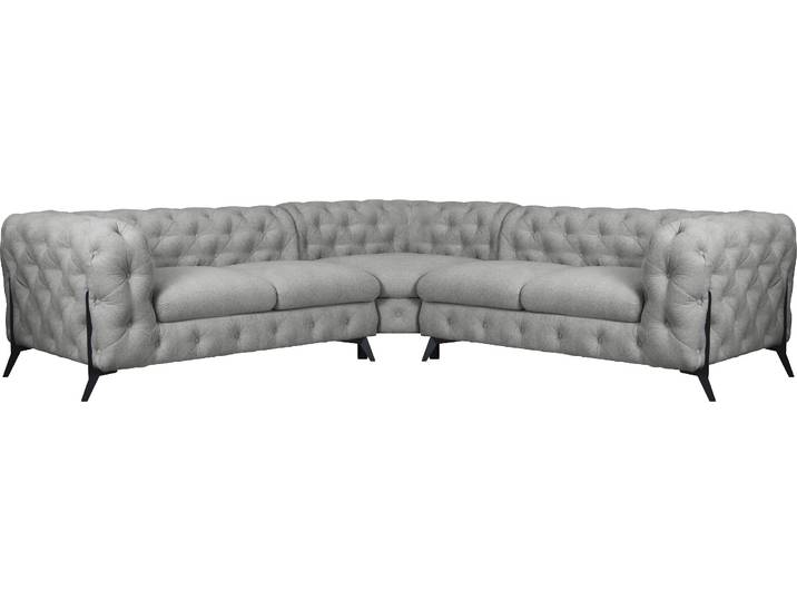 Chesterfield-Sofa, Struktur, Silber, 264×262 cm, L-Form, Klassisch, Leonique