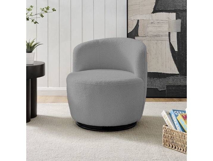 Fauteuil pivotant en tissu bouclette gris clair - SHERPA
