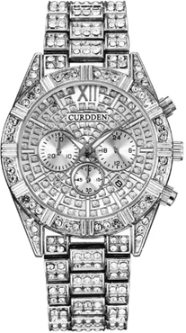 Inspire Picks CURDDEN Luxury Gold Diamond Quartz Watch For Men With Alloy Band silver yes