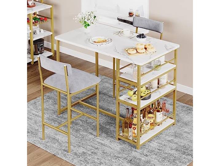 GarveeMore Bartisch 3tg Bartisch mit Barhocker Set für Restaurant