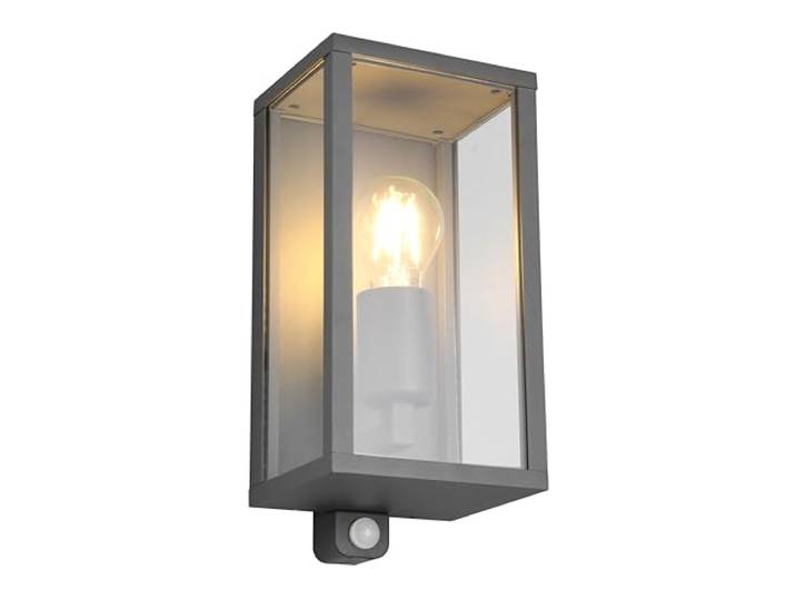 TRIO GARONNE - Wandlamp - Antraciet - excl. 1x E27 7W - Bewegingssensor - Buitenverlichting - IP44