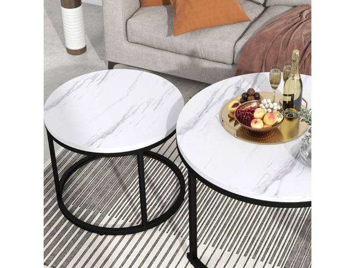 Table basse ronde Lot de 2 tables basses Salon Table d'appoint ronde emboîtée 2 Table d'appoint ronde