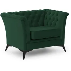 CHESTERFIELD-SESSEL Whitby Flaschengrün Samt mit schwarzen Füßen