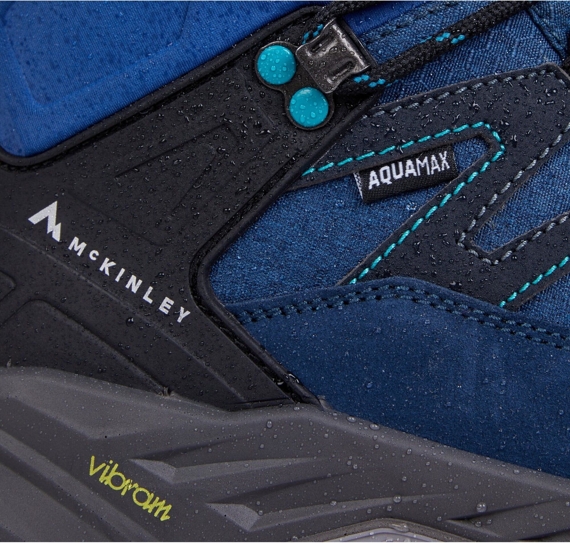 Wanderschuh MCKINLEY "Vulcanus II MID AQX W", Damen, Gr. 36, schwarz (navy, mint schwarz, schwarz), Synthetik, Schuhe Wanderschuh, wasserdicht navy, mint schwarz, schwarz 36