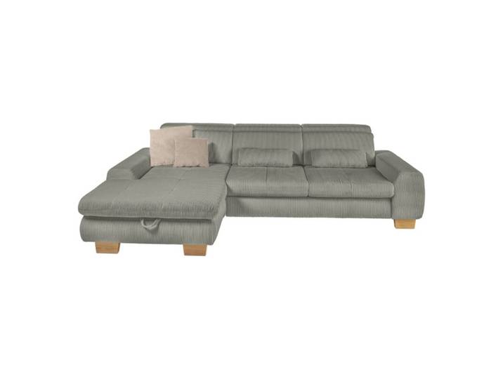 set one by Musterring SO 3400 Ecksofa in Cord mit manueller Sitztiefenverstellung und opt. Schlaffunktion - Cord lind - Schlaffunktion - links manuelle Kopfteilverstellung, manuelle Sitztiefenverstellung, Schlaffunktion Modern, Zeitlos