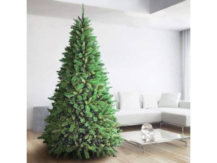 BAKAJI Super dichter Weihnachtsbaum (TF) Grün Umweltfreundlich PVC, Kreuzbasis aus Eisen, Zweige mit Haken, Anti-Drop-Nadeln, sehr dicht (210 cm (1038 Zweige))
